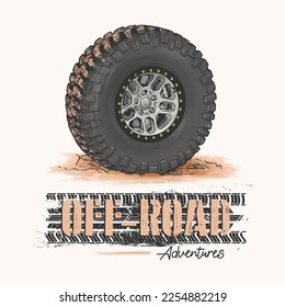 Dirty wheel of the truck. Mud and dirt. Vector illustration