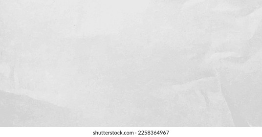 Dirty white paper texture. Overlay grunge background of old crumpled paper sheet with dust. Wallpaper of rough material, wrinkled dusty blank page, vector realistic illustration