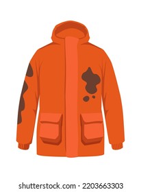 Dirty winter jacket Clothes. Vector illustration