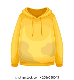 Dirty Yellow Hoodie With Stain And Spots As Used Clothes For Laundry Vector Illustration