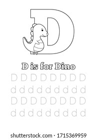 Dis for Dinosaur coloring pages letter D