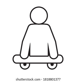 disabilities concept, Man on wheelbarrow icon over white background, line style, vector illustration
