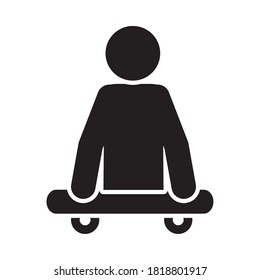 concepto de discapacidad, icono de flecha de ruedas sobre fondo blanco, estilo de silueta, ilustración vectorial