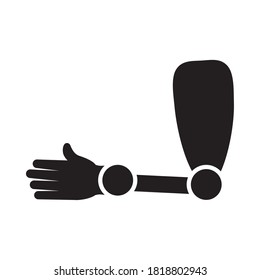 Disabilities Concept, Prosthetic Arm Icon Over White Background, Silhouette Style, Vector Illustration