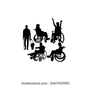 Disabilities and Elderly Silhouettes, art vector design
