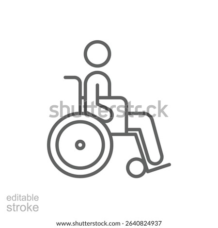 Disability Access Symbol Vector Thin Line Editable Stroke Wheelchair User Icon