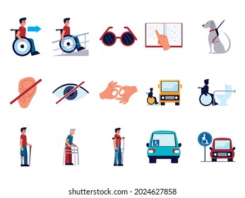 disability and accessibility icons set