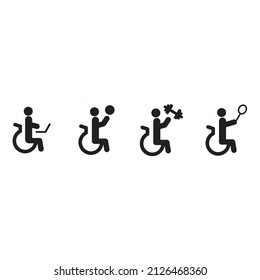 Disability in Action icons symbol vector elements for infographic web 