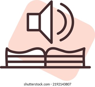 Disability audiobook guide, illustration, vector on a white background.