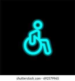 Disability blue glowing neon ui ux icon. Glowing sign logo vector