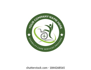 Disability Care Service Logo or Icon Design Vector Image Template