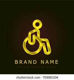 Disability golden metallic logo