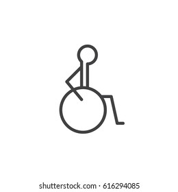Disability, handicap line icon, outline vector sign, linear style pictogram isolated on white. Symbol, logo illustration. Editable stroke. Pixel perfect
