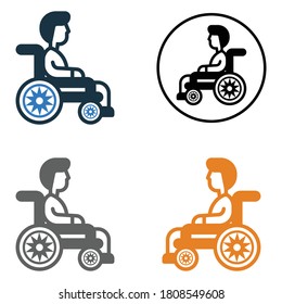 Disability, handicap, wheelchair icon. Glyph vector isolated on a white background 