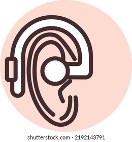 Disability hearing aid, illustration, vector on a white background.