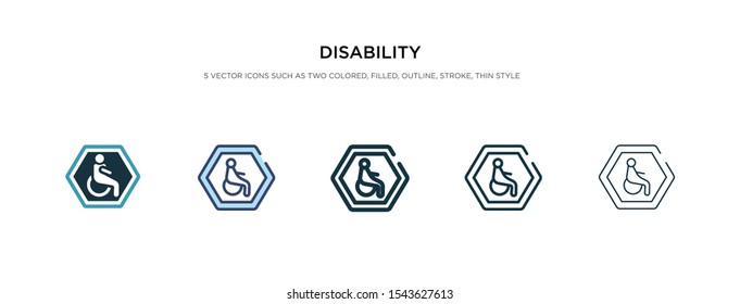 disability icon in different style vector illustration. two colored and black disability vector icons designed in filled, outline, line and stroke style can be used for web, mobile, ui