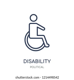 Disability icon. Disability linear symbol design from Political collection. Simple outline element vector illustration on white background.