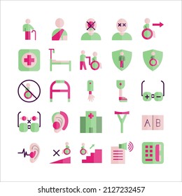 Disability icon set vector flat for website, mobile app, presentation, social media.