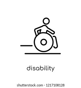 disability icon. Trendy modern flat linear vector disability icon on white background from thin line collection, outline vector illustration