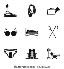 Disability icons set. Simple illustration of 9 disability vector icons for web