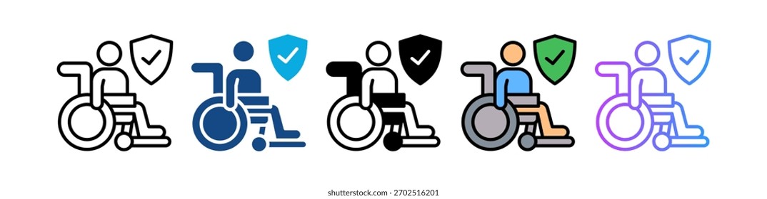 Disability Insurance Icon Multiple Vector Illustration