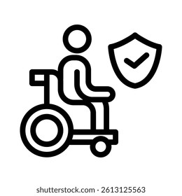 disability insurance line icon illustration vector graphic. Simple element illustration vector graphic, suitable for app, websites, and presentations isolated on white background