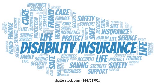 Disability Insurance word cloud vector made with text only