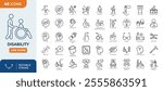 Disability line editable icon set. Vector illustration in modern thin line style of handicap related icons: features of physical and mental development, assistive devices, inclusivity, and more