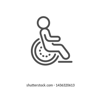 Disability line icon. Disabled person sign. Hotel service symbol. Quality design element. Linear style disability icon. Editable stroke. Vector