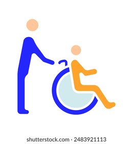 Disability line icon. Person in wheelchair, accessibility, reserved parking, mobility aid, inclusive design, handicap spot, support, special needs.