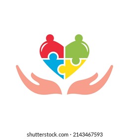 Disability logo, family care, or Community care logo vector flat design