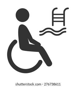 Disability man pictogram flat icon pool isolated on white background