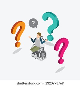 disability men standing with question mark