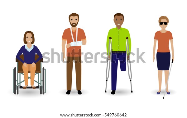 Disability People Group Men Women Disabilities Stock Vector (Royalty ...