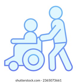 Disability people help flat icon. Man on wheelchair blue icons in trendy flat style. Help disabled gradient style design, designed for web and app. Eps 10