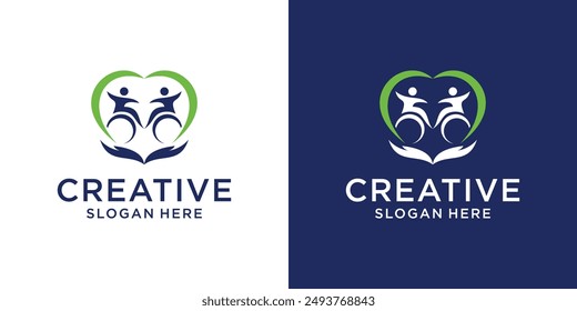 Disability people logo design idea template abstract
