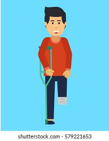 Disability person concept. Young disabled man isolated