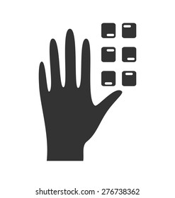 Disability pictogram braille flat icon hand isolated on white background