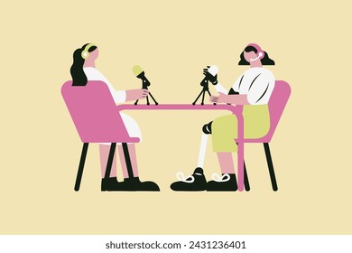 Ilustración vectorial de Podcasts de discapacidad en estilo plano