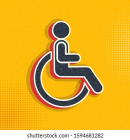 Disability pop art, retro icon. Vector illustration of pop art style