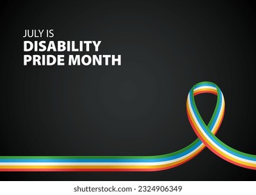 Disability Pride Month awareness ribbon on black, background templates for you to personalize