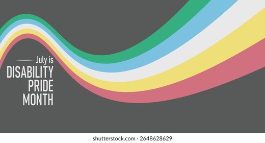 Mês do Orgulho da Deficiência. Listras de cores que representam uma forma de deficiência. vetor dinâmico bandeira deficiência orgulho mês.