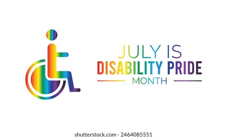 Disability Pride Month observed every year in July. Template for background, banner, card, poster with text inscription.