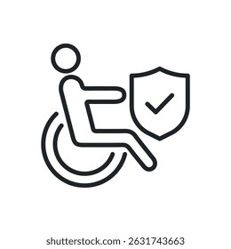 Disability protection thin line icons. Perfect pixel on transparent background