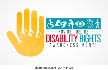 Disability Rights Awareness Month Is Observed Every Year From November 3 To December 3, Vector Illustration