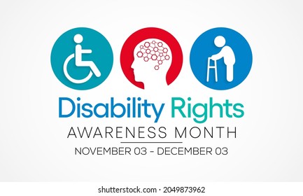 Disability Rights awareness month is observed every year from November 3 to December 3, Vector illustration