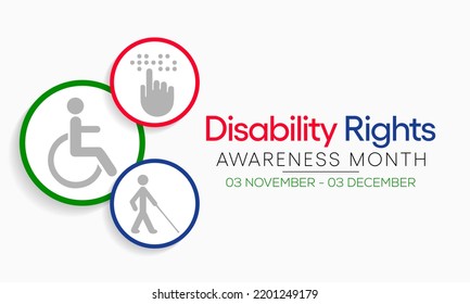 Disability Rights awareness month is observed every year from November 3 to December 3, Vector illustration