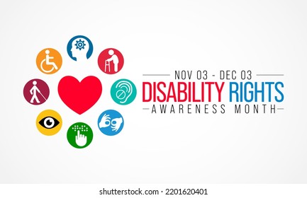 Disability Rights awareness month is observed every year from November 3 to December 3, Vector illustration