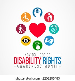 Disability Rights awareness month is observed every year from November 3 to December 3, Vector illustration