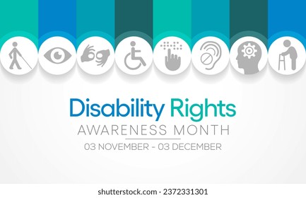 Disability Rights awareness month is observed every year from November 3 to December 3, Vector illustration